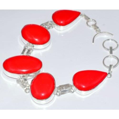 Coral Bracelet Silver Overlay Over Copper , 25.6 cm, B3694