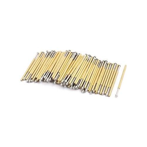 100pcs P100-LM3 1.36mm Dia 33.2mm Length Metal Spring Pressure Test Probe Needle