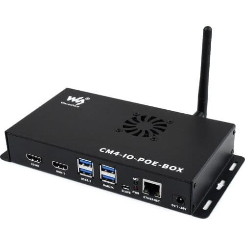 Waveshare PoE Mini-Computer Based On Raspberry Pi Compute Module 4 (NOT Included), Metal Case, With Cooling Fan