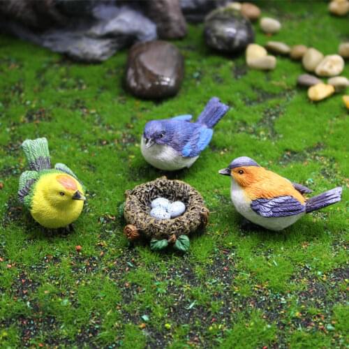 New Resin Cute Simulation Little Birds Animal Model Home Ornament Bird Egg Figurine Miniature Crafts Garden DIY Accessories Hot