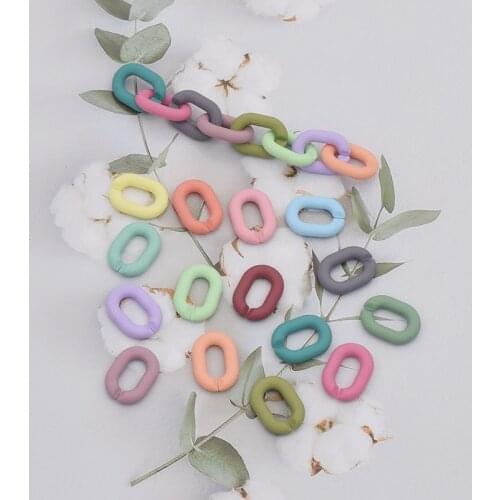 50pcs/Bag Trendy Acrylic Chain Links Rubber Plated DIY Charm Accessories for Jewelry Making 14*19mm