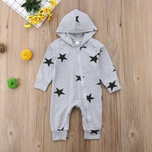 0-2 Years Baby Romper Boy Girl Toddler Hooded Star Jumpsuit Infant Pyjamas Newborn Clothes for Girls Ropa Bebes