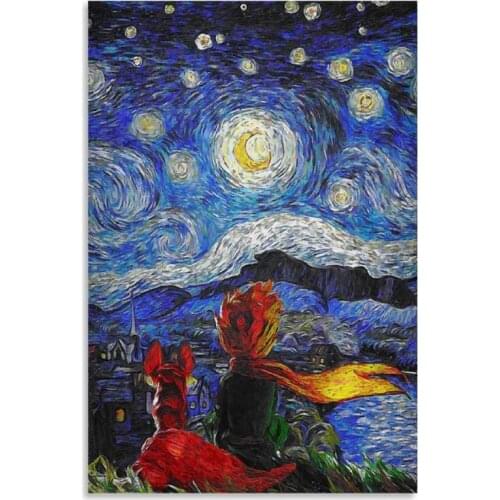 Oil Canvas Poster "the Little Prince Looking At The Stars" By Jiechen Is Used For Decoration In The Living Room And Bedroom