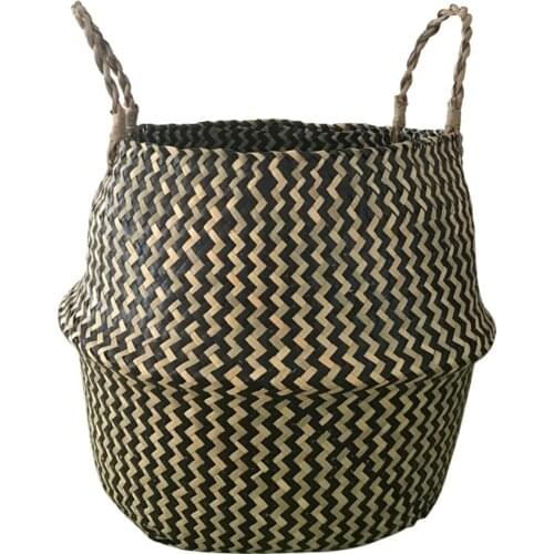 Family Garden Rattan Wicker Basket Hanging Vase Multi-Function Flower Pot Basket Storage Decorative Folding Basket