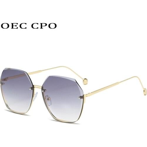 OEC CPO Rimless Fashion Women Sunglasses Brand Designer Square Sun Glasses Female Gradient Shades Eyeglass Oculos UV400 E679