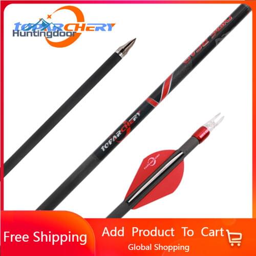 Toparchery High-end Pure Carbon Arrow 32'' Spine 300/350/400 ID 4.2mm Archery Red/white Replaceable Tips for Compound Bow