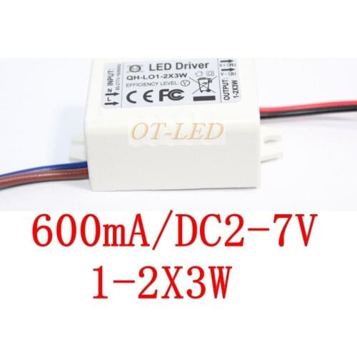 5 pcs/lot LED Outward Driver 1-X3W 2X3W 2-7V 600ma External Power Supply Lamp Transformer High Power 3W LED Lamp Adapter