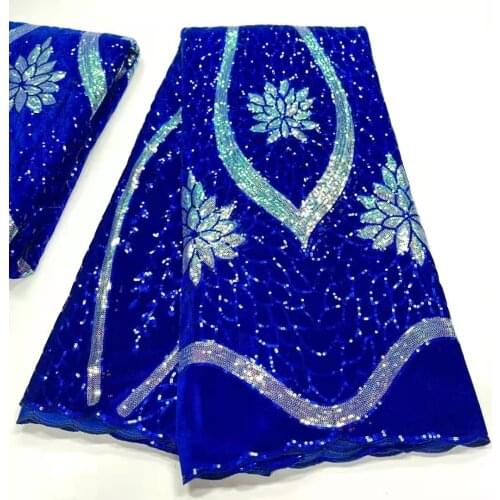 XIUYSAI Blue 2020 New Design African Lace Fabric Wholesale French Lace Fabric High Quality Nigerian Tulle Sequins Lace Fabric