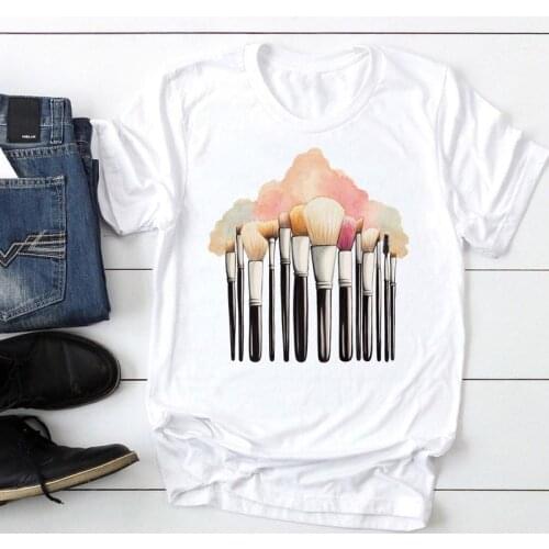 Women 2021 Make Up Ladies Short Sleeve Fashion Cartoon Summer Graphic T Top Lady Print Tee Female Tshirts Clothes T-Shirt