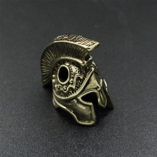 1PC Spartan Helmet Solid Retro Brass Copper Oxide EDC Paracord Beads Umbrella Rope Cord Lanyard Pendants Knife Beads Accessories