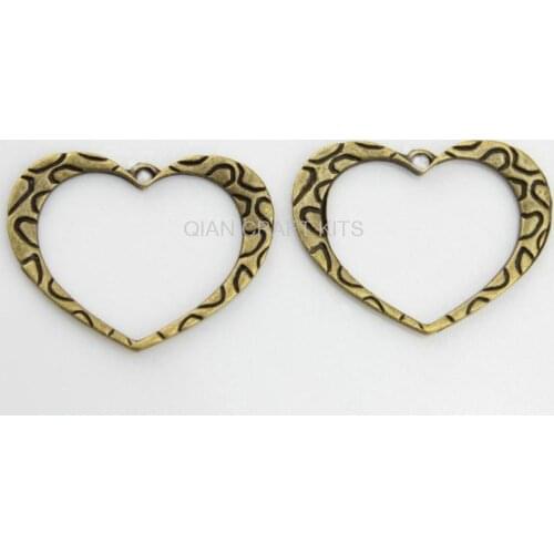 100pcs Heart antique bronze zinc alloy Charm Pendant DIY Supplies bracelet Jewelry Making 35X25mm victorian retro decor