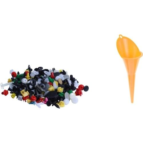 200Pcs Universal Mixed Auto Fastener Car Bumper Clips Retainer & 1 Pcs Multi-Function Car Fueling Funnel