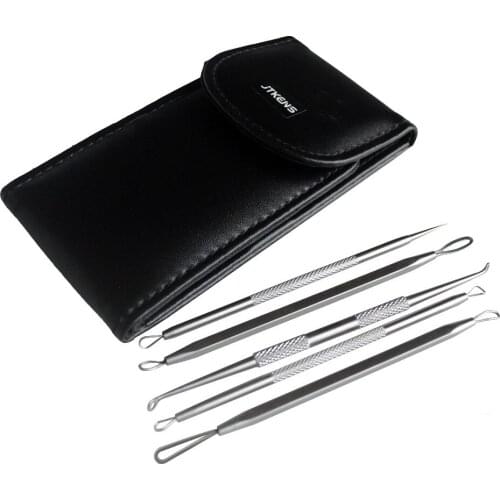 Acne Needle 5 Pieces Stainless Steel Comedone Pimple Remover Needle Cell Clip Blackhead Facial Beauty Needle Set