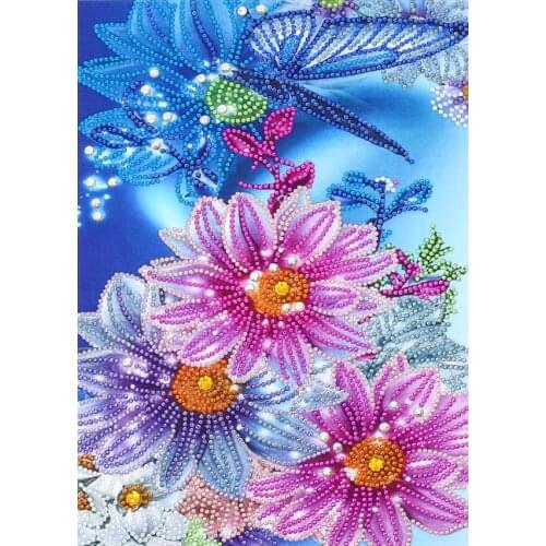 5D Special Shaped Diamond Painting Dragonfly Flower DIY Partial Drill Embroidery Cross Stitch Kit Crystal Rhinestone Diamond Art