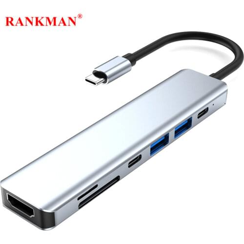 Rankman Type-C to HDMI-compatible USB C 3.0 SD TF Card Reader Adapter for MacBook Samsung S10 Dex Huawei p30 Dock xiaomi 10 TV