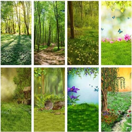 Avezano Photography Background Spring Natural Scenery Forest Tree Green Grassland Baby Portrait Backdrop Photo Studio Photocall