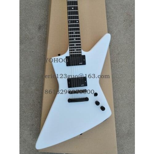 White Electric guitar with fixed bridge,black hardware,HH Pickups.customized,Paypal available!Y-9