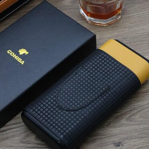 Free Shipping COHIBA Cigar Holster Portable Cuban Cigar Humidor Cedar Wood Travel Cigar Case Holder with Gift Box CE-024