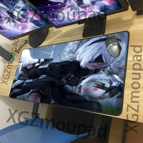 XGZ Large Gaming Mouse Pad Black Lock Edge Anime NieR: Automata Machine Swordsman HD Custom Computer Table Mat Rubber Non-slip