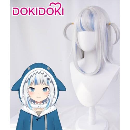 DokiDoki Hololive English Cosplay Gawr Gura Wig Cute Wig Hololive English Cosplay Hair Gawr Gura Wig