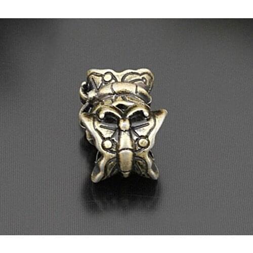 E292)30 pieces 13x12mm,hole:4.5mm Antique Bronze Alloy Butterfly Large Hole Spacer Bracelets Beads Jewelry Accessories