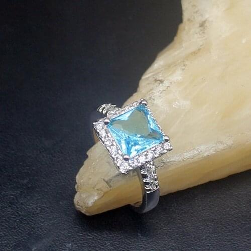 Gemstonefactory Jewelry Big Promotion Single Unique 925 Silver Elegant London Blue Topaz Women Men Gifts Rings 8.5# 20213152