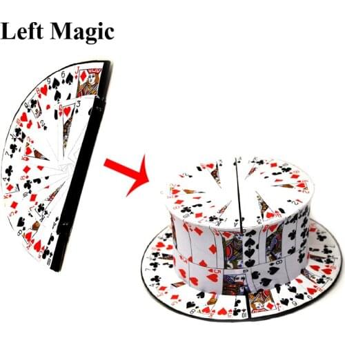 Good Quality Folding Card Fan To Top Hat Magic Tricks Stage Magic Close Up Magic Props Comedy Magic Toys Accessories Illusions