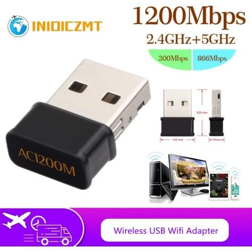 INIOICZMT 1200Mbps 2.4G&5G Dual Band USB Wireless Wifi Adapter RTL8811/RTL8812 802.11AC High Speed Network Card For Laptop PC