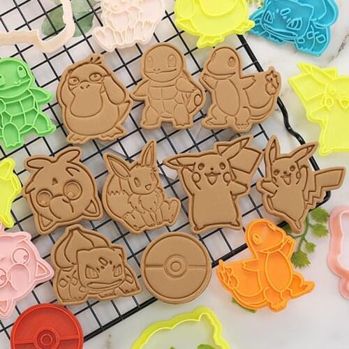 Pikachu Cookies Cutter Tools 3D Pressing Baking Accessories Bakery Tools Kitchen Supplies pokemon toys Halloween Christmas Party