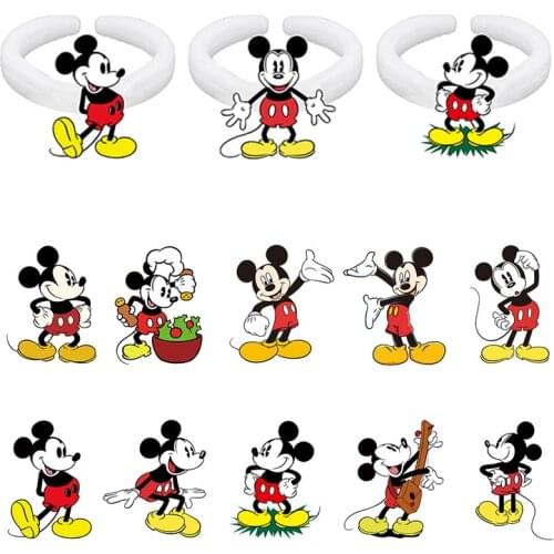 Disney Mickey Cooking And Playing Piano Shape Funny Cartoon Animation Pattern Acrylic Ring Creative Design Epoxy Resin Ring