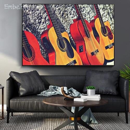 Embelish 1 Pieces Hot Guitar Musical Instruments Wall Posters For Bar Home Decor HD Print Canvas Paintings Bedroom Pictures