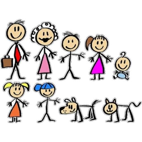 Funny Cartoon We Are A Family Car Stickers Pvc Creative Cover Scratches Waterproof Sunscreen High-quality Decals 18cm*13cm