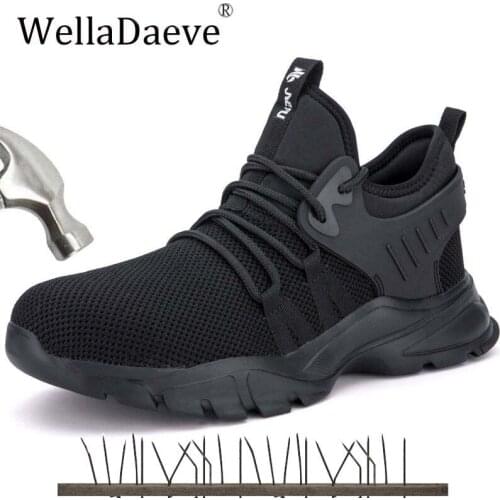 Mens Steel Toe Work Safety Shoes Casual Light Outdoor Sneakers Puncture Proof Non-slip Construction Protective Footwear For Men
