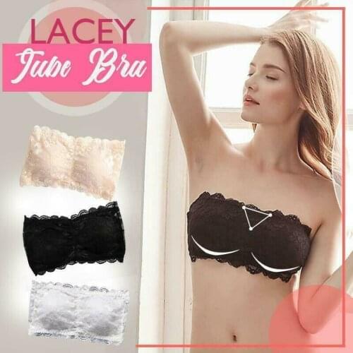 Lace Tube Bra Strapless Breathable Stretchy Soft Underwear Adjustable for Women Lady -OPK