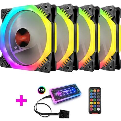 COOLMOON Pc Case Fan Adjust RGB Cooling Fan 120mm Quiet IR Remote Computer Cooler Cooling RGB Case Fan CPU Ventilador PC 12V