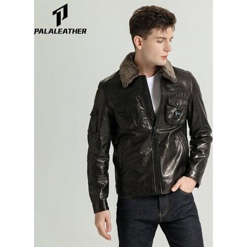 Lamb Fur Collar Vegetable Tanned Goatskin Jacket