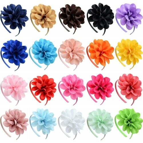 2020 Hot Fashion Multicolor High Quality Solid Big Flower Hairbands Princess Ribbon Hairbands Hair Decoration 701