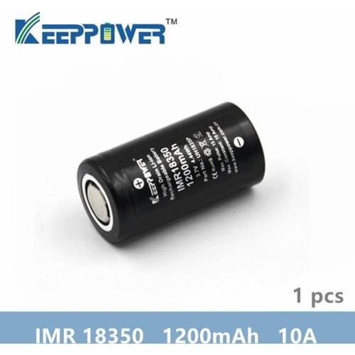 1 Pcs Keeppower IMR 18350 IMR18350 1200mAh 10A discharge UH1835P Li-ion rechargeable battery High Drain Original