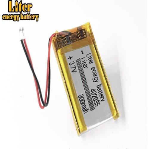 JST 1.25mm 2 pin 3.7V 300mAh battery 402035 Lithium Polymer LiPo Rechargeable For Handheld GPS Navigator Mp3 GPS bluetooth