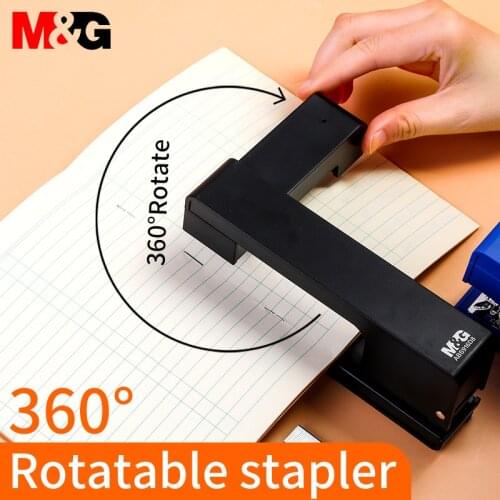 M&G 3 Colors 360 Degree Rotary Stapler Desktop Stapler with Staples Sharp Chisel for Office and school Stationery accessories