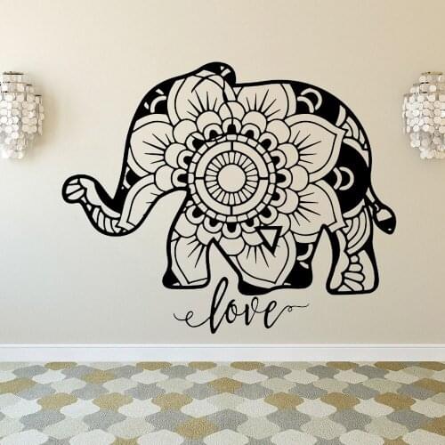 Mandala Elephant Wall Art Decals Home Decor Animal Elephant Vinyl Wall Sticker Living Room Wall Mural Art Decal Decor HY346