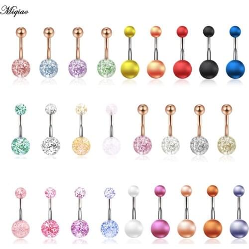 Miqiao 1pc 14G New Stainless Steel Acrylic Pearl Piercing Belly Button Ring Nail Navel Piercing Jewelry
