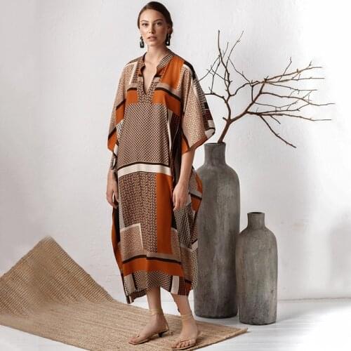 Print Cover-ups Beach Maxi Dress Plus size Swimsuit Cover up Robe Plage Sarong Pareo Vestidos Boho Dress Beach Kaftan Tunics