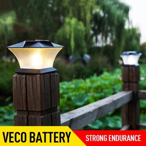 24LED Wall Light Post Light IP44 Porch Garden Wall Lamp Solar Powered Deck Cap Square Fence Post Lights For Terrace Lawn Garden