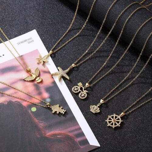 2020 New Fashion Stainless Steel Initial CZ Necklace Pendant Necklace For Women Accessories Girls Best Party Wedding Jewelry