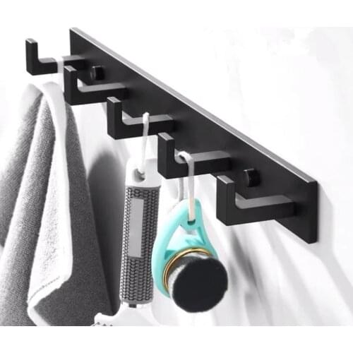 Space Aluminum Gold Coat Hook Wall-Mounted Towel Hook Black Paint Coat Hook Storage Row Hook Bathroom Hardware Set