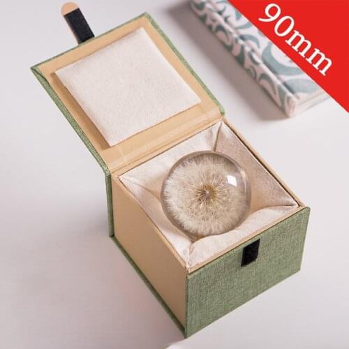 Real Dandelion Crystal Glass Resin Lens Ball 90mm Natural Plants Flowers Specimen Christmas Love Gift With Box Home Decor Globe