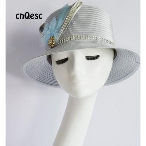 Wholesale Elegant NEW colour BIG Silver Formal Dress Hats Kentucky Derby wedding womens hat panama FOR Church. FREE SHIPPING