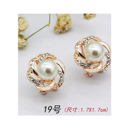 Wholesale Jewelry Gift women Rose ear earring bead Fine temperament Sweet water pearl earrings female non pierced roses