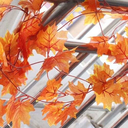 5pcs Thanksgiving Window Autumn Leave Garland Fall Maple Leaf Artificial Vine Fake Foliage for Home Garden Decoration